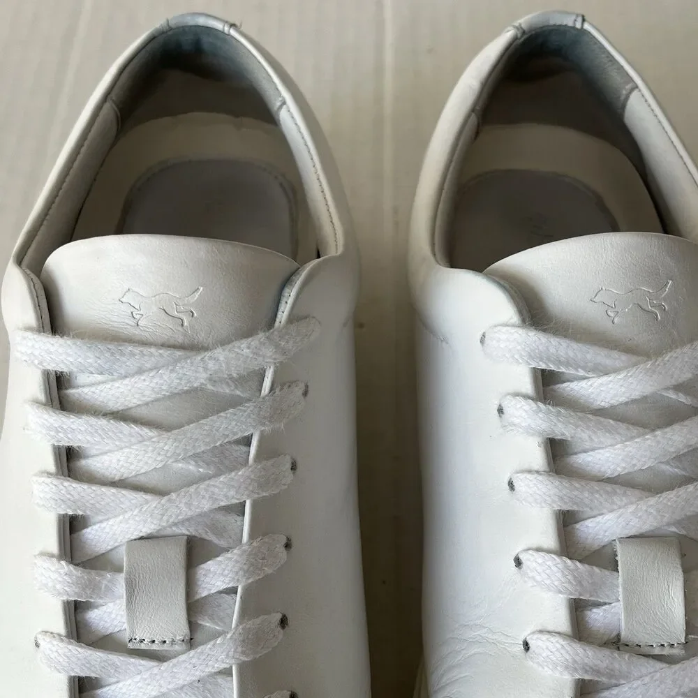 Wolf & Shepherd Glider Sneakers Casual White Italian Leather Shoes Mens Sz 11.5D
